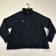 Under Armour Women s 1/2 Zip Pullover Sweatshirt XL Black Casual Logo