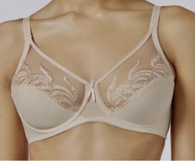 Wacoal Feather Embroidery Full Figure Sheer Sand Underwire Bra 36C #85121 NWT