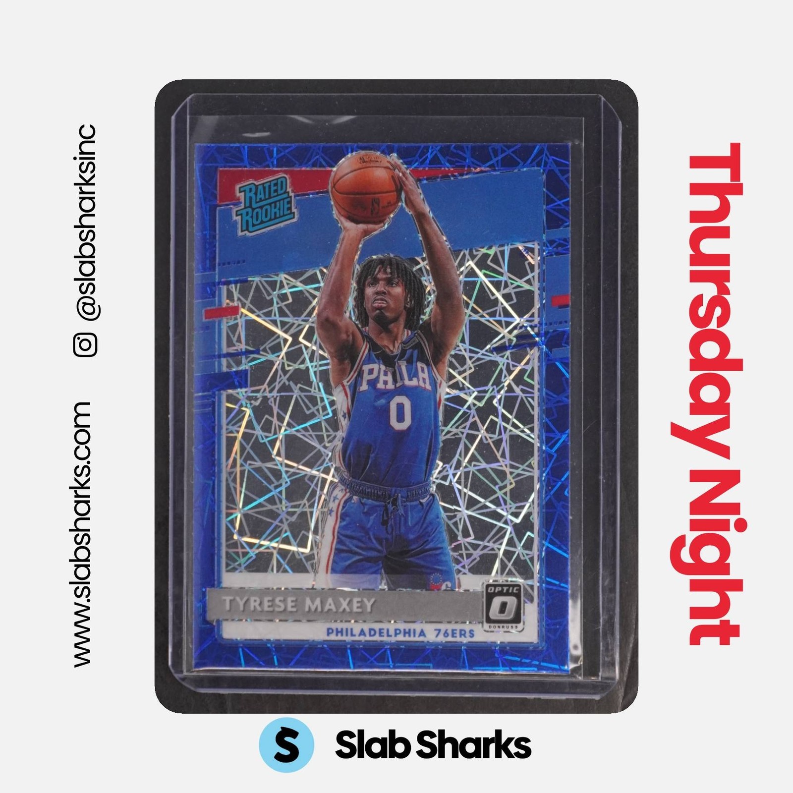 2020 PANINI DONRUSS OPTIC #171 TYRESE MAXEY BLUE VELOCITY RC ROOKIE