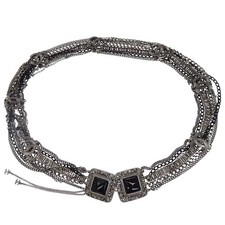Chanel Chain Belt Silver Gripoix Small Good 09P 135261
