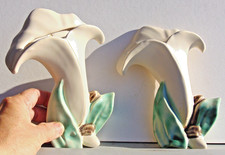TWO Vintage McCOY POTTERY Cala Lily WALL POCKET VASES Nice Matched Pair Planters
