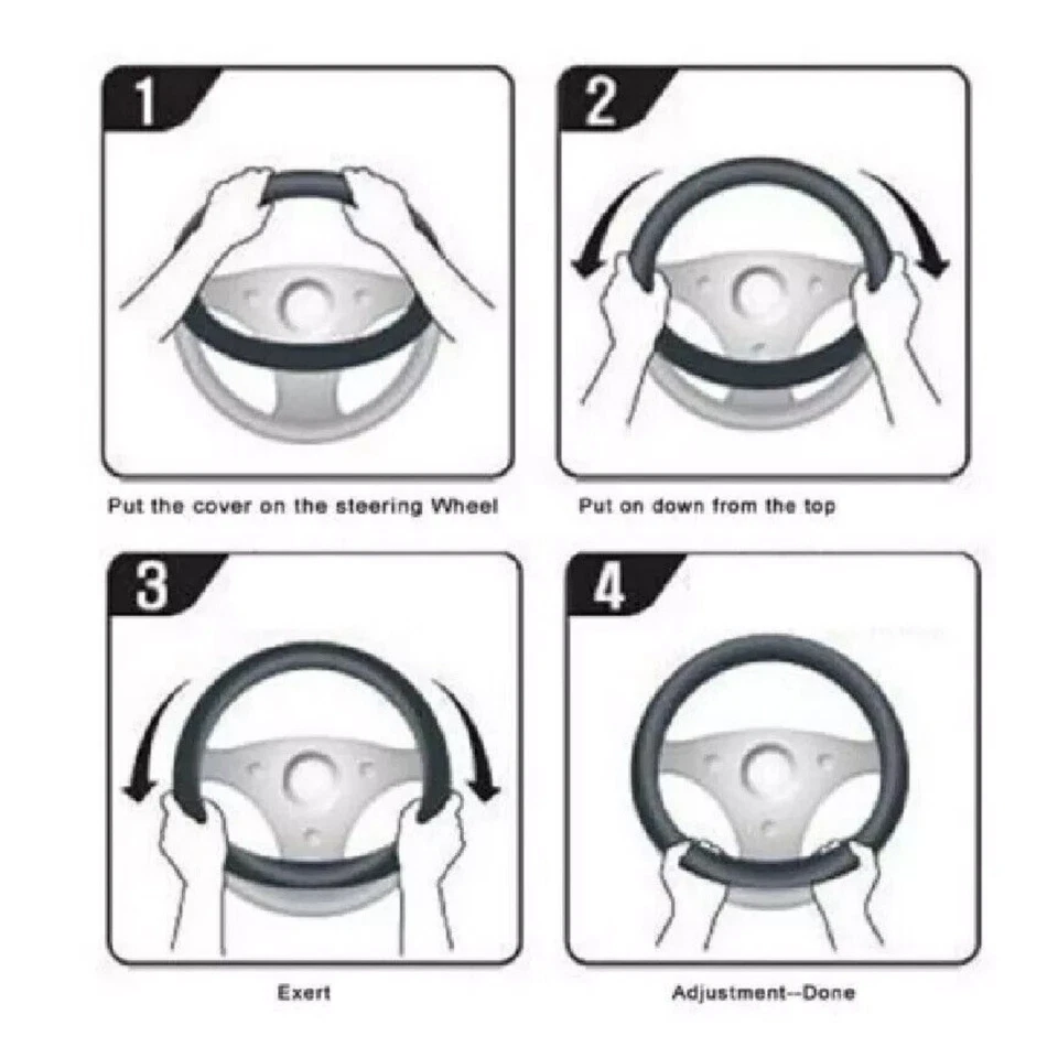 Cubierta de volante de cuero + fibra de carbono de 15 pulgadas para Chevrolet Aveo 06-10 Foto 3 de 4