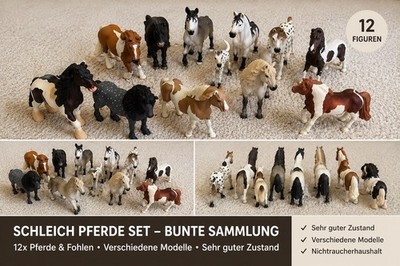 Schleich Pferde Set Bunte Sammlung Konvolut 12 Figuren & Fohlen