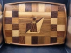 Mid Century Rare Wood Marquetry Tray Wall Hanging African Woman Design Dutch Mod