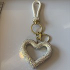 Crystal Rhinestone Heart Keychain for Car Keys, Cute Bling Key Ri Color: White — photo 2