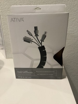 Ativa Cable Management Black Tube Cord Organizer 77.6 inches