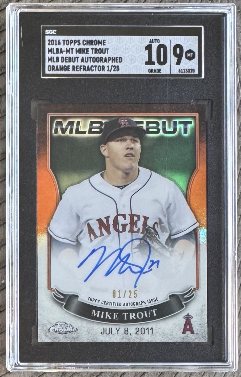 Mike Trout Auto /25 2016 Topps Chrome Orange MLB Debut Autograph
