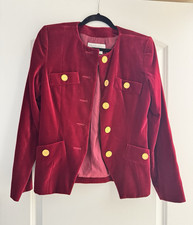 Yves Saint Laurent Encore Burgundy Jacket Gold Buttons Lined Women s