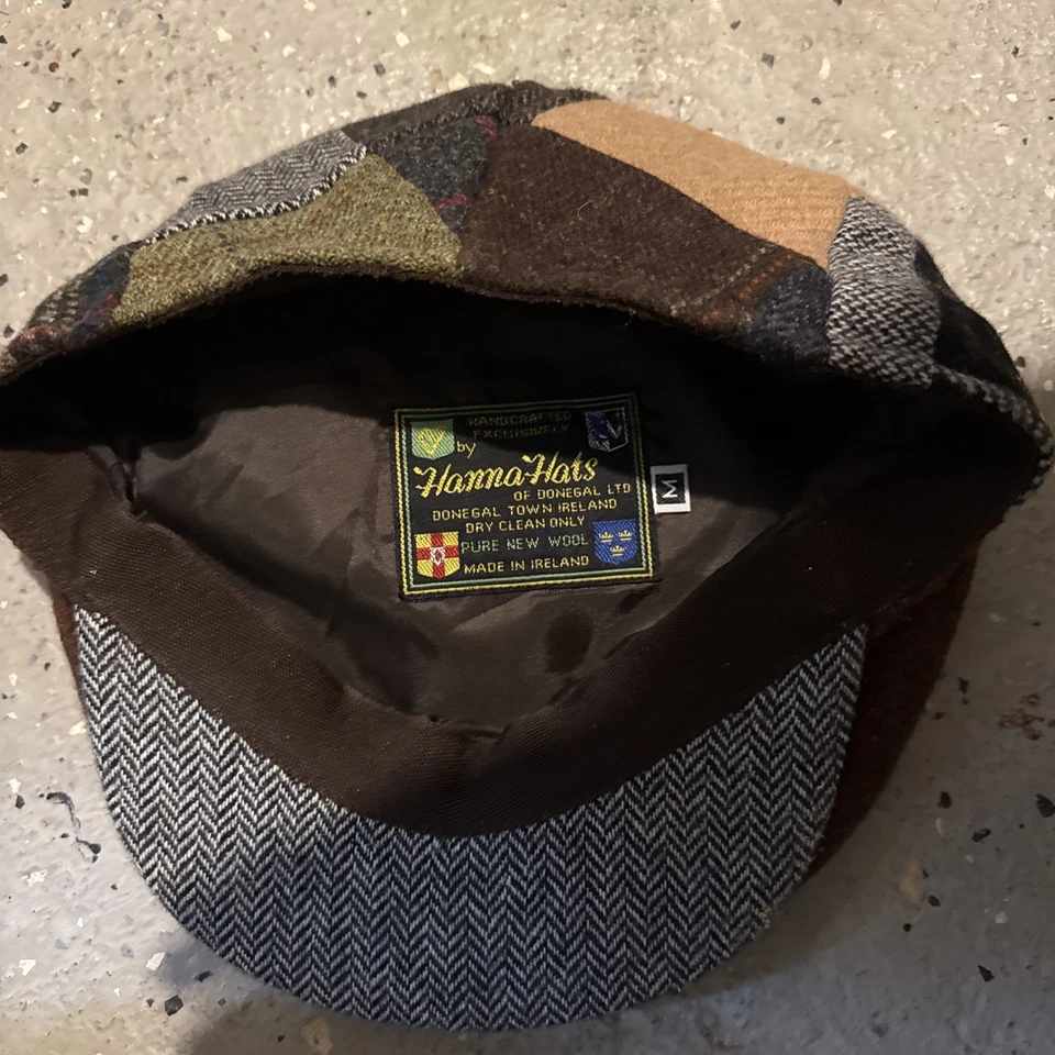 Hanna Hats Men Donegal Tweed Vintage Flat Driving Cap Made in Ireland Wool Green - Image 2 of 3