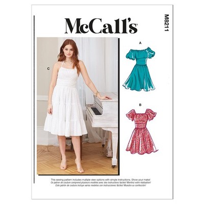 McCall M8211B5 Misses' Fit & Flared Dress Sewing Pattern Kit with Style Varia...