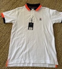 Psycho Bunny Boys Woodstock Pique White Polo Shirt Size L 14/16 NWT 70.00