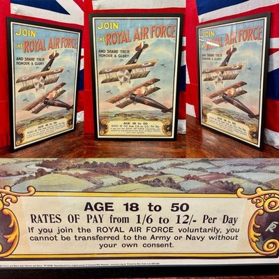 Superb Vintage IWM ''Join the Royal Air Force'' 1918 Recruitment Poster