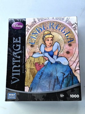 Mega Puzzles Disney Vintage Cinderella Puzzle 1000 Piece Art Nouveau Style NEW 