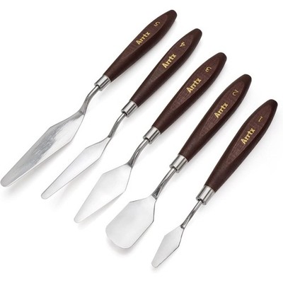 Stainless Steel Painting Knives Set of 5 Palette Knives for Oil Acrylic Canvas