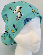 Snoopy Print Medical Ponytail Pouch Surgery Scrub Cap Chef Hat