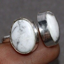 925 Silver Plated Outstanding Howlite Ring Gemstone Size US FreeSize GW