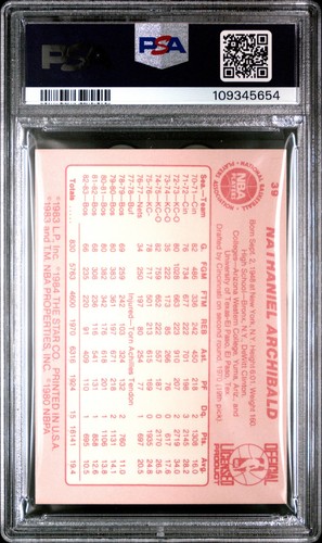 1983-84 Star #39 Nate Archibald PSA 9 Milwaukee Bucks - Picture 2 of 2
