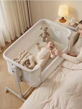 Convertible Bedside Sleeper Bassinet, Breathable Mesh, Height Adjust, Wheels
