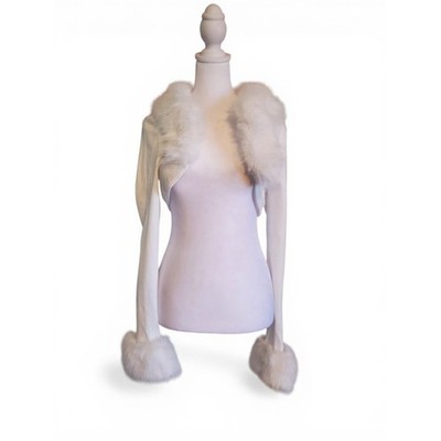Windsor White Chic Removable Faux Fur Long Sleeve Bolero Size Large