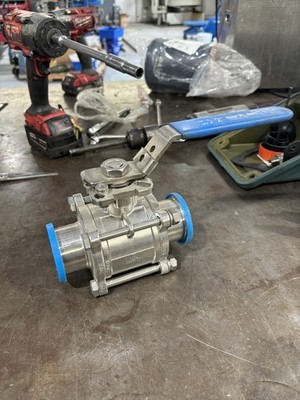 SANITARY BALL VALVE 2'' 1000 WOG FULL PORT TRI CLAMP END 316 STAINLESS WH169
