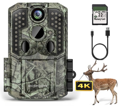 WOSPORTS Trail Camera,48MP 4K 0.2S Trigger Motion Activated,Game Hunting Came... - 第 1/6 張圖片