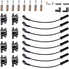 8 PCS Square Ignition Coil & Spark Plug Wire For Chevy GMC 4.8L 5.3L 6.0L 8.1L