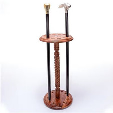 Entryway Designer Brown Wooden Walking Cane Stand For Antique Canes Sticks Rack