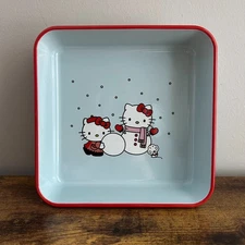 New Hello Kitty HK Sanrio Christmas Baking Dish Ceramic Pan Blue Red Winter Cute