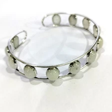Rainbow Moonstone 925 Silver Plated Bangle Size Adjustable JW