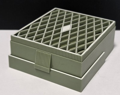 Vtg Lattice Top Earring Presentation Box Green White Plastic Hinshaws Arcadia CA