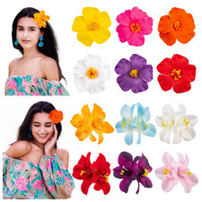 12Pcs Hawaiian Flower Hair Clips for Women, Hibiscus Hair Clips Artificial