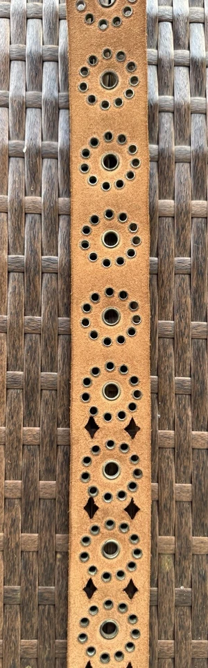 Ilhós de marfim vintage couro reciclado craqueado pregos de cinto tamanho 36 L médio joed - Imagem 3 de 4