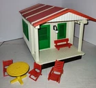 Vtg Playmobil 3771 Vacation Cottage Bench Lounge Table Chairs House French Doors