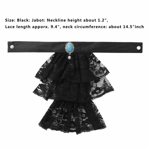 Renaissance Detachable Ruffled Lace Jabot Neck Collar Wrist Cuff Ruffle Decor - Picture 17 of 41