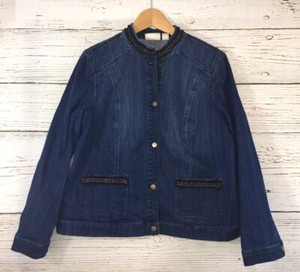 Download Chico's Denim Jacket Women's Size 2 Gold Black Accents ...