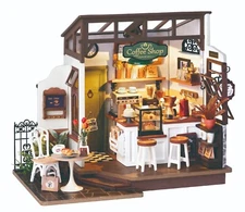 Rolife Cafe House DIY Miniature Led Wooden Shop Dollhouse Furnish Adults Gift