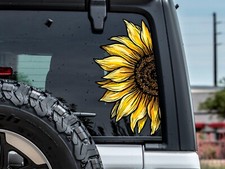 Half Sunflower Car Decal Waterproof Vinyl Sunflower Sticker for Rear Window