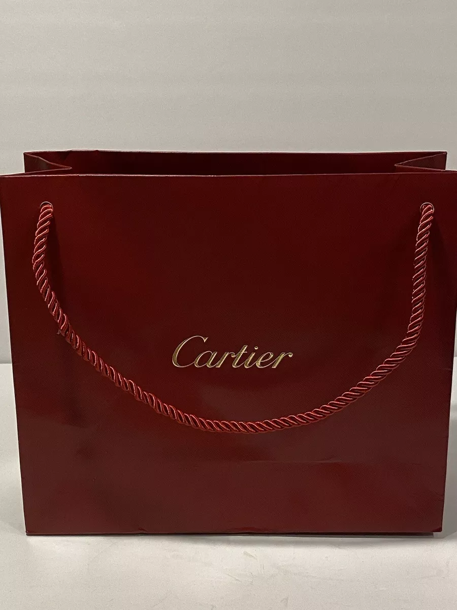 New Authentic Cartier Classic Red Shopping Gift Bag w/ Rope Handle 10 x 9 x  3.5!