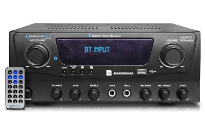 Professional Bluetooth Receiver with USB & SD Card Inputs, 1000 Watts