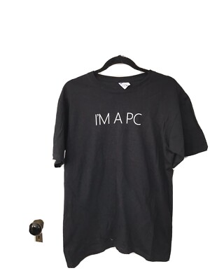 Microsoft Computers ''I Am A PC'' T-Shirt Size M Techie Ad Logo Cotton Black