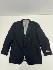 Geoffrey Beene Super 100's Black Sport Coat Blazer Mens Size 48 Long