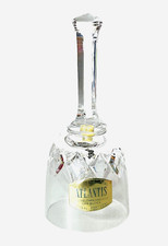 Atlantis Full Lead Crystal Bell W/Label Hand Blown & Cut From Block 4" Portugal