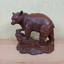 Red Mill Mfg Bear Figurine Sculpture On Rock 5" Tall Handmade in Colorado USA