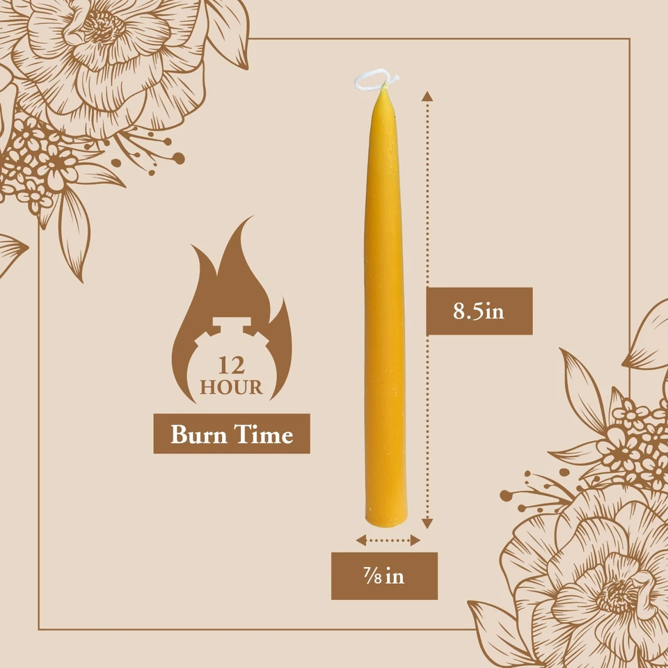 Velas cónicas de cera de abejas 100 % pura estilo sumergido sin perfume elige tu color y tamaño Foto 2 de 4