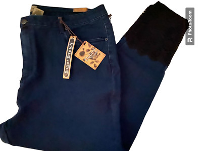 Hybrid & Company Womens Super Comfy Stretch Denim 5 Pockets Black Bottom Jean 24