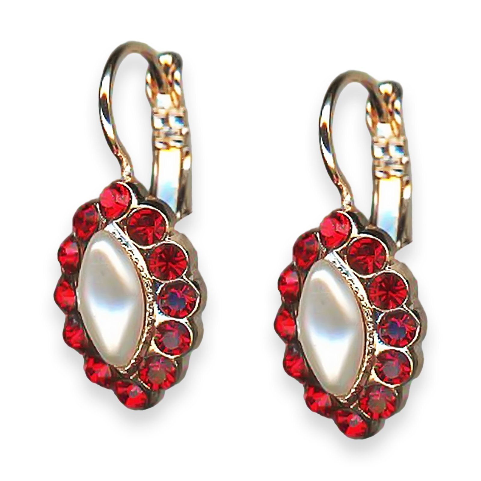 Mariana Roxanne Pearl & Siam Crystal Elegant Earrings-image