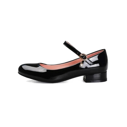 Womens Mary Janes Shoes Patent Leather Sweet Ankle Buckle Round Toe Casual Pump - Picture 6 of 15