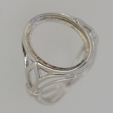 Art Nouveau Sterling Silver Semi Mount Ring Setting Oval OV 16x12mm Cab