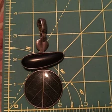 Silpada Black Ebony Wood & Soursop Leaf Resun Sterling Pendant For Necklace