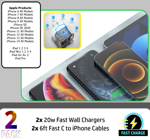 2 Pack 6ft Fast Charger Cable USB Cord Adapter for Apple iPhone 6 7 8 X XS XR SE - Picture 22 of 118